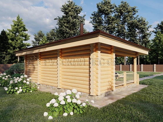 Дом из бревна проект БОРРОМИНИ 42,5м2 5,5х8,25