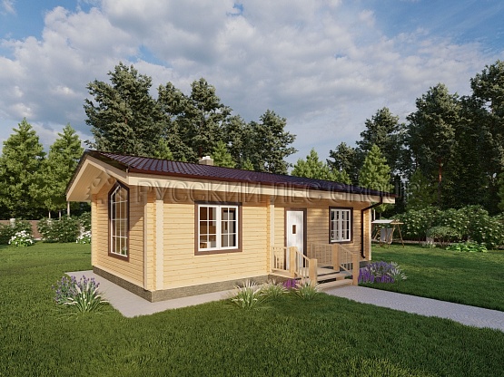 Дом из бруса проект ТРЕЗИНИ 49,3м2 9,5х5,5