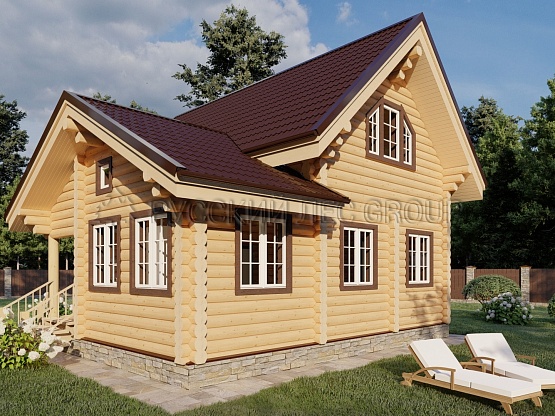 Дом из бревна проект ФЬОРОВАНТИ 96,5м2 10,00х8,50
