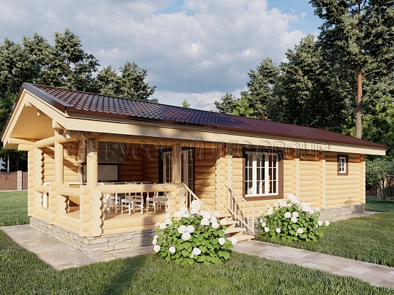 Дом из бревна проект ЗАХА 55,4м2 4,8х13,0