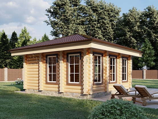 Дом из бревна проект ПИАНО 27,5м2 5,5х5,5